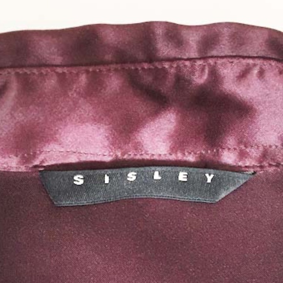 SISLEY Glossy Burgundy Button Down Shirt - Picture 2 of 7